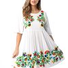 Rayon Crepe Short Dress with Multicolored Embroidery