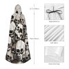 Mexican Skull print Halloween Hooded Robe Cloak for Adult Men Women Wizard Vampire Knight Fancy Cape Costume