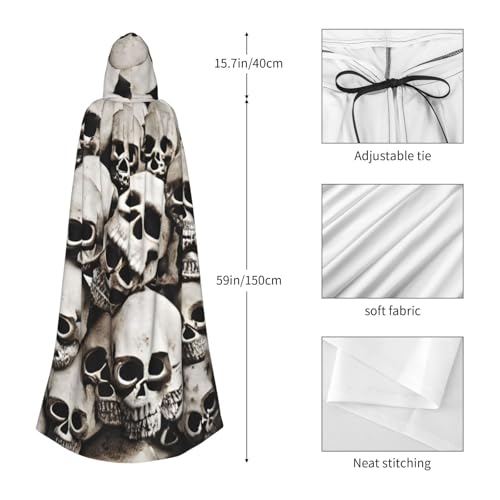 Mexican Skull print Halloween Hooded Robe Cloak for Adult Men Women Wizard Vampire Knight Fancy Cape Costume