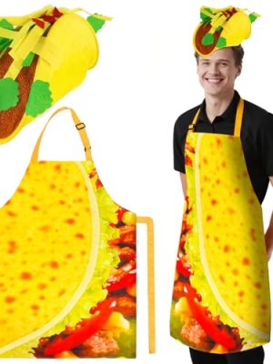 Taco Costume Funny Food Costume Unisex Adult Taco Hat Mexican Taco Apron Hang Neck Apron Halloween Food Festival