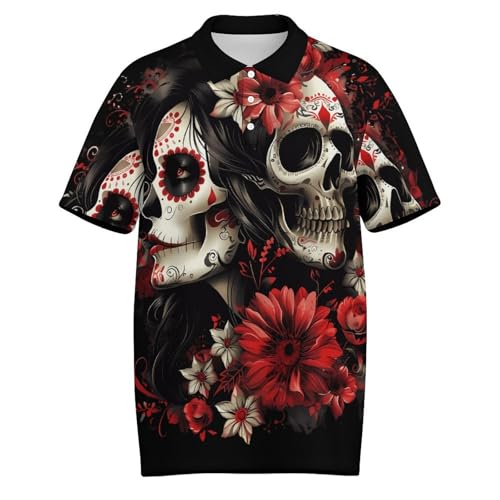 Mexican Day of The Dead Women Goth Men's Golf Polo Shirts Quick Dry Casual Sports Outdoor Tennis Shirt Jersey Tops