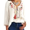 Mexican Tops for Women Embroidered Shirts Bohemian Hippie Clothes Tunic Fiesta Plus Size Boho Peasant Blouses