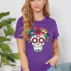 Dia De Los Muertos Shirt for Women Sugar Skull Tshirts Day of Dead T-Shirts Skull Graphic Tops