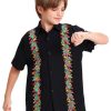 Mexican Guayabera Shirts for Boys Kid Cinco De Mayo Fiesta Traditional Embroidered Collared Short Sleeve