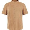 Mens Guayabera Shirts Linen Short Sleeve Button Down Casual Beach Cuban Camp Mexican Shirt for Men