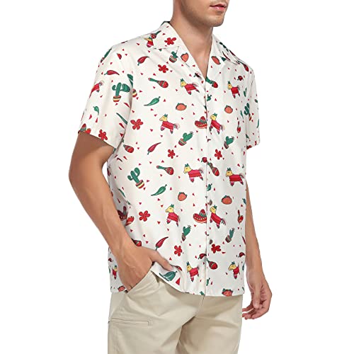 80s 90s Hawaiian Shirts for Men - Funny Retro Short Sleeve Button Down Outfit Top for Themed Party Disco Summer Beach