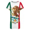 Mexican Flag Nightgowns for Women Sleepwear Short Sleeve Sleep Dress Nightshirt