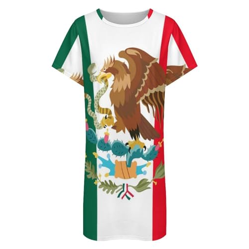 Mexican Flag Nightgowns for Women Sleepwear Short Sleeve Sleep Dress Nightshirt