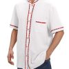 Men's Mexican Guayabera Shirt Short Sleeve Button Down Embroidered Shirt for Cinco De Mayo Traditional Mexican Shirts
