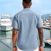 Mens Cuban Guayabera Short Sleeve Shirt Casual Summer Beach Tops Button Down Untucked Shirts