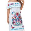 Women Mexican Embroidered Dress Ruffle Collar Sleeveless
