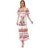 Mexican Dress for Women Off Shoulder Floral Print Maxi Dress Summer Party Casual Sundress Dresses