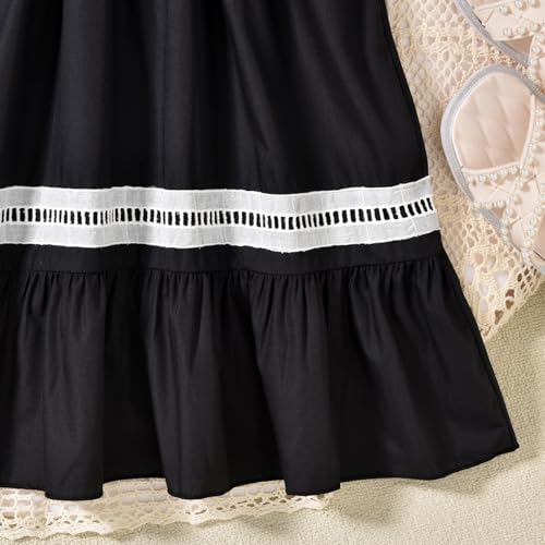 Girls Mexican Floral Embroidered Dress Halter Neck Sleeveless Ruffle Party Long Maxi Dresses
