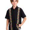 Mexican Guayabera Shirts for Boys Kid Cinco De Mayo Fiesta Traditional Embroidered Collared Short Sleeve