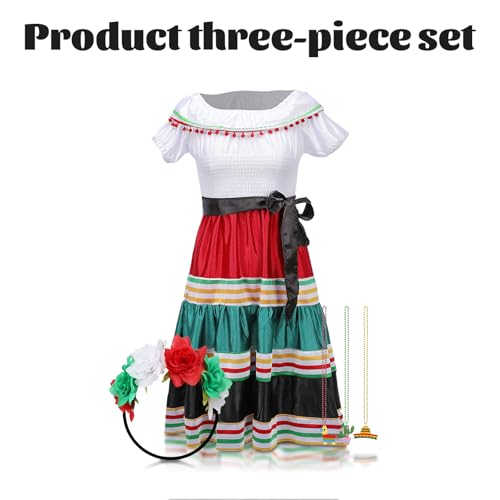 Traditional Mexican Dress for Girls Folklorico Dance Dress Cinco De Mayo Girls Party Costume Mexican Fiesta Dress Kit