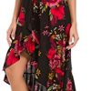 Womens Short Sleeve Floral Maxi Dress High Low V-Neck Flowy Party Long Dresses