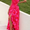 Women's Summer Maxi Dress Casual Wrap Floral Boho Short Sleeve V Neck Split Ruffle Beach Long Dresses