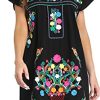 Women Embroidered Lace Short Sleeve Dress Peasant Maxi Boho Dress
