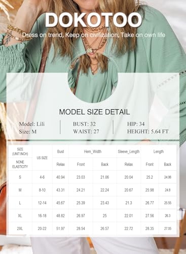 Womens 3/4 Sleeve Tops Pleated Business Casual Outifits V Neck Blouses Office Loose Shirts