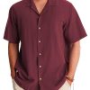 Cuban Linen Shirts for Men Short Sleeve Button Down Shirt Cotton Summer Beach Camp Vacation Hawaiian Shirts