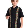 Mexican Guayabera Shirts for Boys Kid Cinco De Mayo Fiesta Traditional Embroidered Collared Short Sleeve