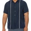 Paneled Short Sleeve Shirt for Men, Classic Fit, Wrinkle Resistant, Casual Button-Down Shirt With Spread Collar