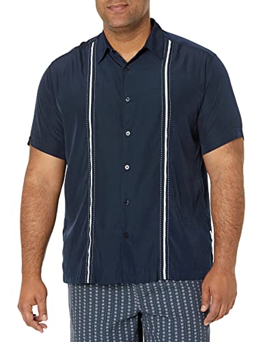 Paneled Short Sleeve Shirt for Men, Classic Fit, Wrinkle Resistant, Casual Button-Down Shirt With Spread Collar