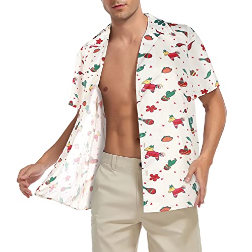 80s 90s Hawaiian Shirts for Men - Funny Retro Short Sleeve Button Down Outfit Top for Themed Party Disco Summer Beach