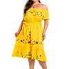 851 - Plus Size Embroidered Off Shoulder Mexican Hawaii Floral Summer Sun Dress