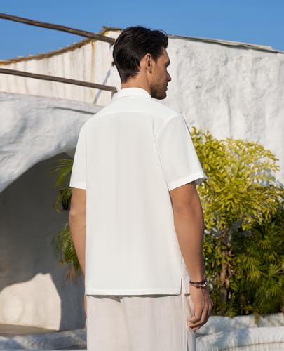 Mens Cuban Guayabera Shirts Short Sleeve Button Down Shirts for Men Summer Beach Wedding