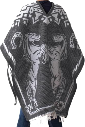 Reversible Mexican Ponchos for Men and Women Sarape Pancho Men Sarapes Mexicanos Costume Outfit