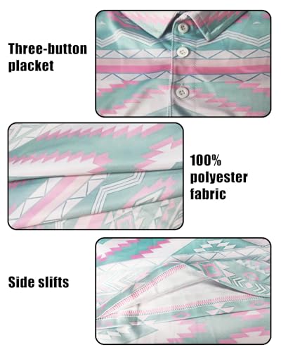 Short Sleeve Golf Polo Shirt, Dry Fit Polo Shirts for Men, Fashion Printed Moisture Transferring