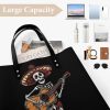 Mexican Skeleton Musician Printed Tote Bag for Women Fashion Handbag with Top Handles Shopping Bags for Work Travel