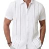Men's Cuban Guayabera Shirts Cotton Linen Short Sleeve Button Down Shirts Casual Summer Beach Camp Shirt