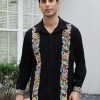 Mexican Shirts for Men Guayabera Cinco De Mayo Fiesta Traditional Embroidered Collared Button Up Long Sleeve