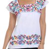 Women's Mexican Shirts Peasant Blouses Embroidered Sleeveless Boho Summer Shirt Fiesta Party Fashion Tank Top