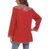 Mexican Embroidered Tops for Women Long Sleeve Shirts Bohemian Flower Peasant Tunics Clothing Boho Blouse