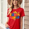 Cinco De Mayo Shirt Women: Let's Fiesta Shirt Mexican Party T-Shirt Graphic Tee Funny Letter Print Tops