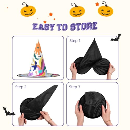 Mexican Otomi Animals Print Halloween Witch Hat Halloween Costume Witches Hats For Women Cosplay Party Accessory-1pcs