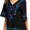 Women's Summer Peasant Blouses Boho Embroidery Mexican Bohemian Tops Shirt Tunic Blouses