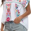 Women's Summer Boho Embroidery Mexican Bohemian Tops Shirt Tunic