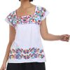 Women's Mexican Shirts Peasant Blouses Embroidered Sleeveless Boho Summer Shirt Fiesta Party Fashion Tank Top