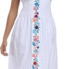 2024 Women's Embroidered Dress Casual Bohemian V-Neck Dress Short Sleeve Floral Wedding Party Dress