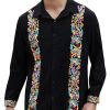 Mexican Shirts for Men Guayabera Cinco De Mayo Fiesta Traditional Embroidered Collared Button Up Long Sleeve
