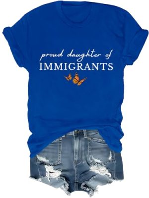 Proud Daughter of Immigrants Shirt Pro Immigration Mexican T-Shirt Abolish ICE Butterfly Graphic Tops