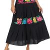 Mexican Skirts for Women Floral Embroidered Maxi Skirt Traditional Dress Fiesta Outfit