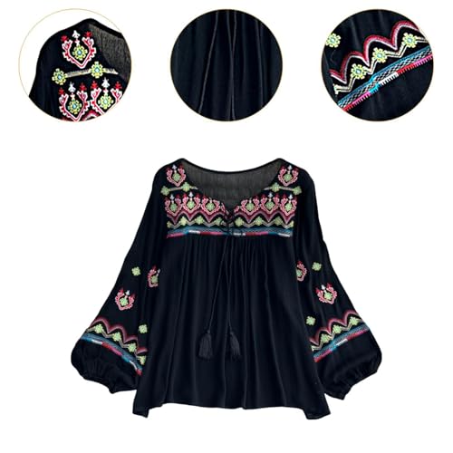 Women's Mexican Embroidered Tops Pullover Bohemian for Street Work Daily Wear/1149