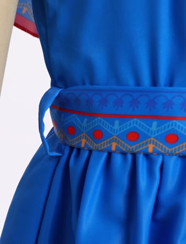 Girls Mexican Dress Spring Summer Off-Shoulder Ruffle Traditional Folk Maxi Dress Belted Cinco De Mayo Fiesta Sundress