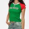 Graphic Tee 2000s Mexico Jersey 90s Going Out Y2k Clothes Summer Crop Tops Baby Tee