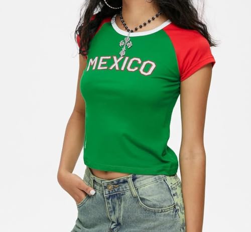Graphic Tee 2000s Mexico Jersey 90s Going Out Y2k Clothes Summer Crop Tops Baby Tee